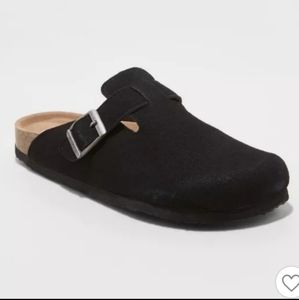 tina microsuede slip on clogs
